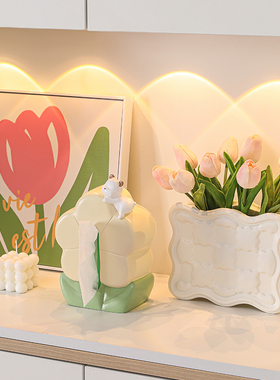 速发创意轻奢花朵家用高室奢桌纸巾盒轻餐卧档客厅茶几装饰品摆件