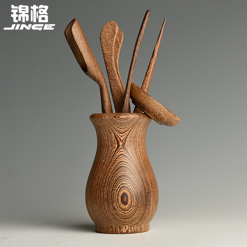 速发功夫茶具茶道零配件六合子套装实木茶艺组君摆件茶勺茶夹