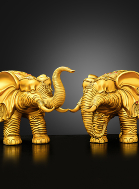 速发铜大象摆件纯玄福财对象铜象客厅吉关办公室桌面装饰大号铜祥