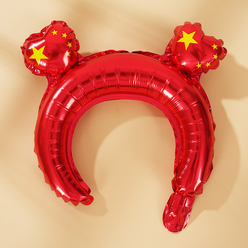 速发国庆节气球发箍手持棒五角星铝膜幼儿园学校装饰礼品活动地推