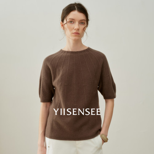 YIISENSEE逸识 圆领中袖100羊毛休闲百搭套头针织