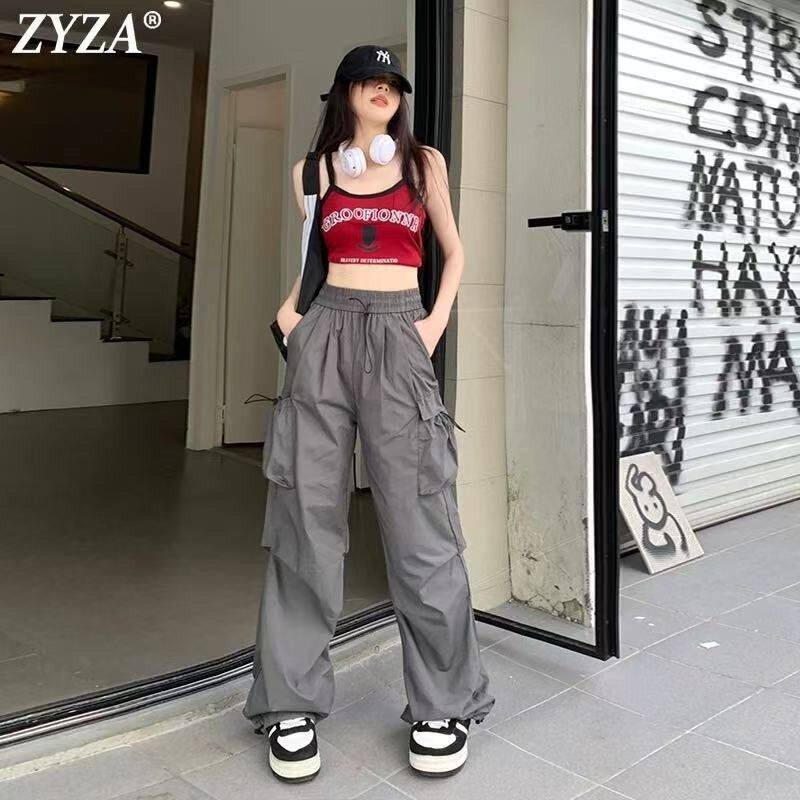 2025新款美式工装裤女阔腿裤夏季薄款高腰显瘦休闲运动裤直筒降落