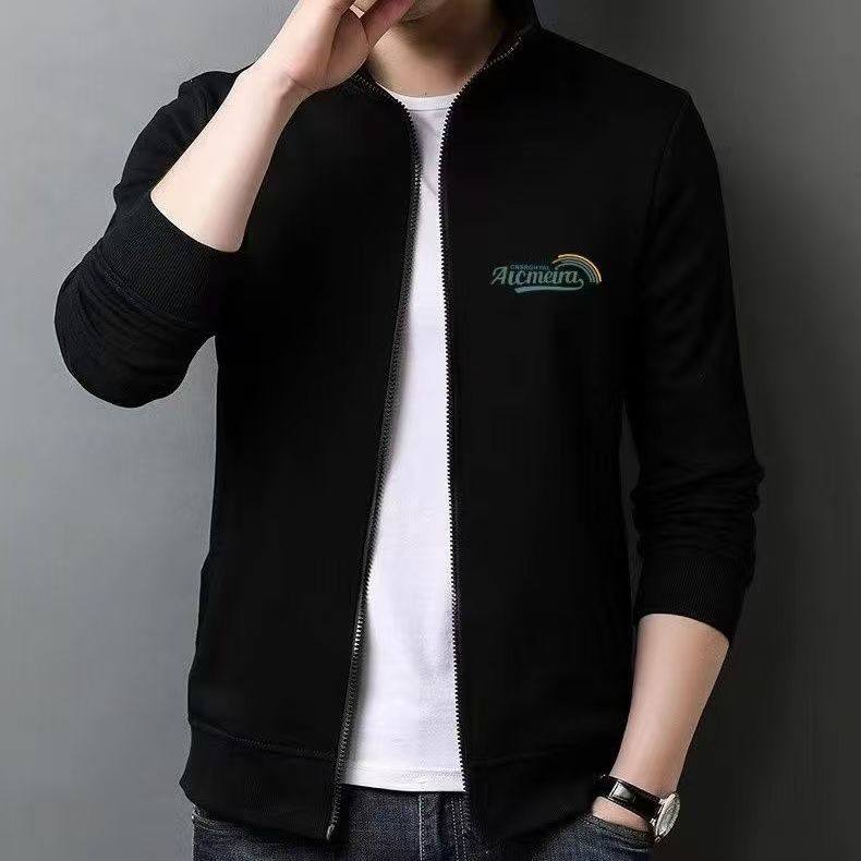 2025新款运动外套华棉宽松立领开衫卫衣男春秋款薄款无帽夹克上衣