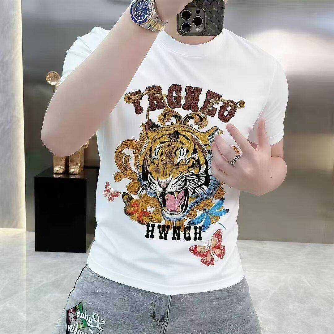 2025新款新款短袖t恤男夏季韩版潮流简约半袖上衣港风宽松休闲潮