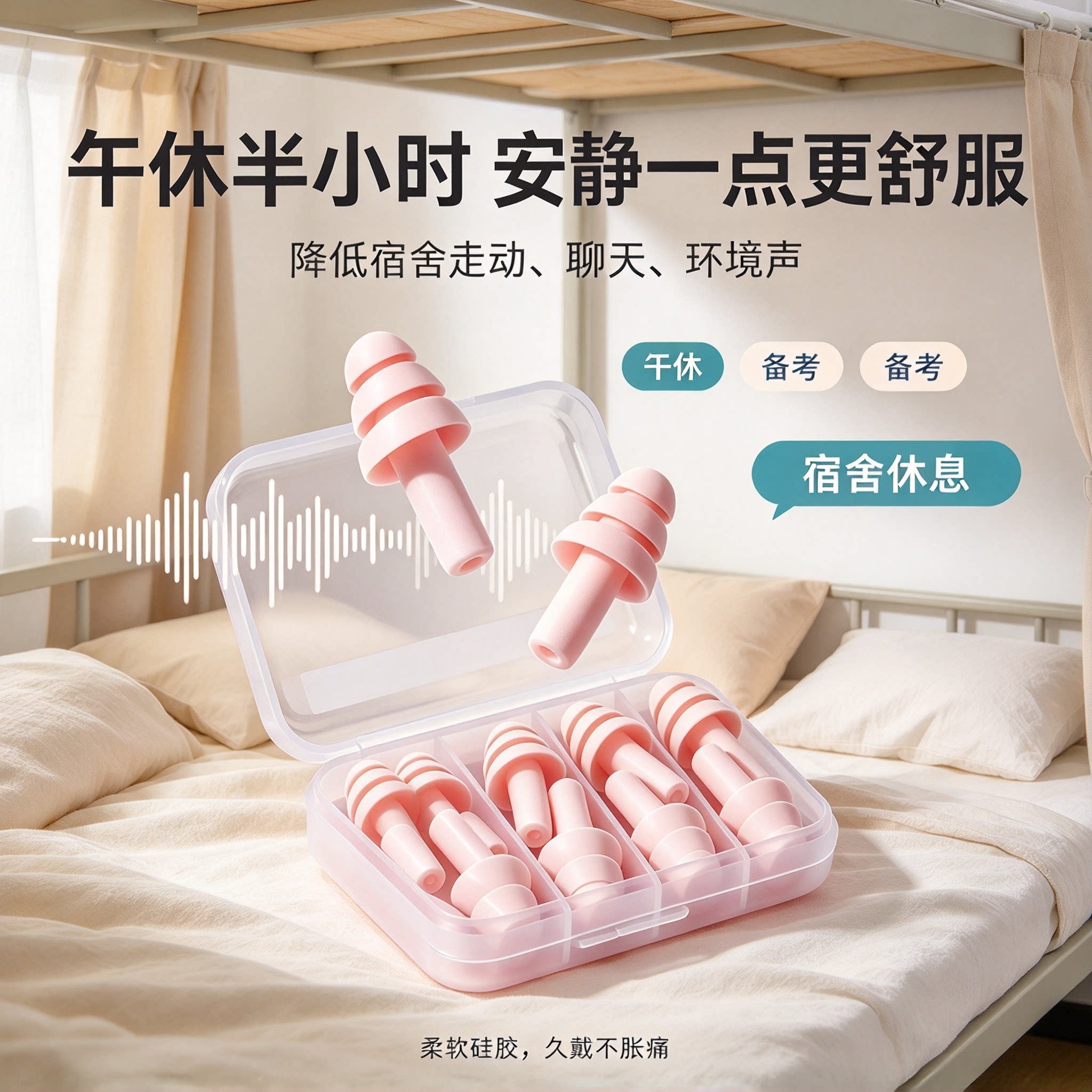 5对装隔音耳塞无线防噪音耳塞硅胶降噪套装午睡耳塞成人睡觉耳塞