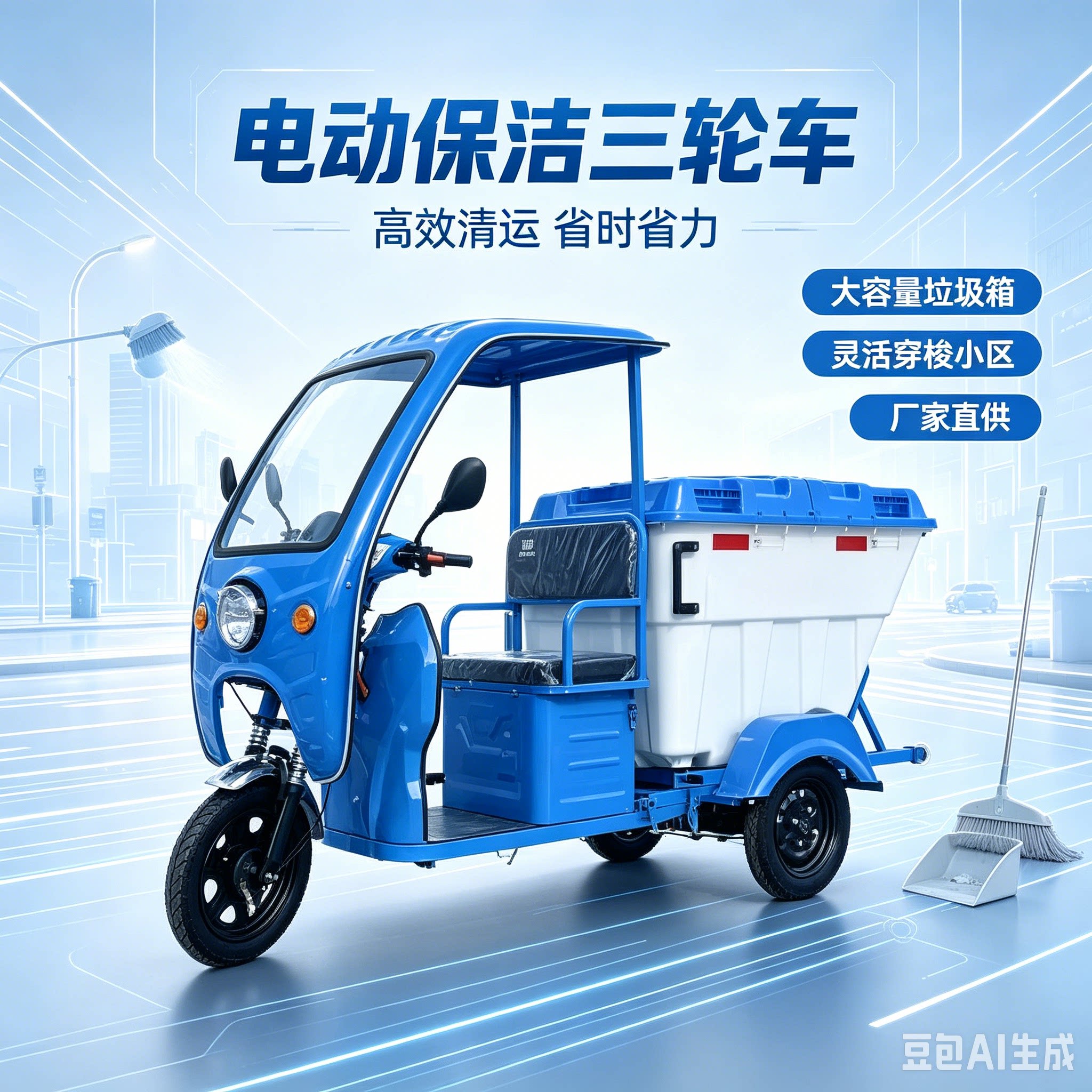 电动环卫车三轮车垃圾清运车物业道路工人清洁小型区带篷正品包邮