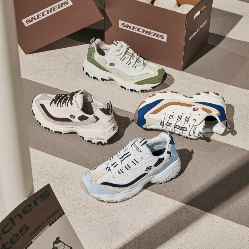 Skechers斯凯奇2024春季男子奶茶熊透气缓震EVA熊猫老爹鞋894282