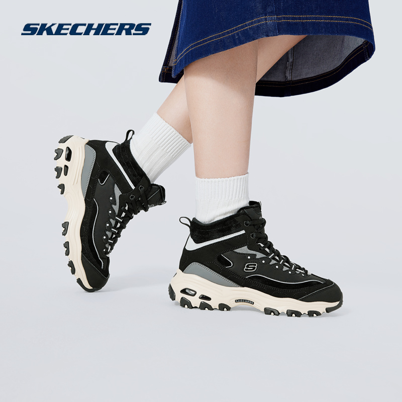 斯凯奇秋冬款高帮加绒老爹鞋