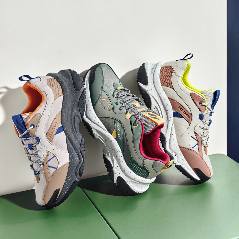 Skechers斯凯奇秋冬新款男子缓震气垫慢跑鞋复古时尚休闲鞋183075