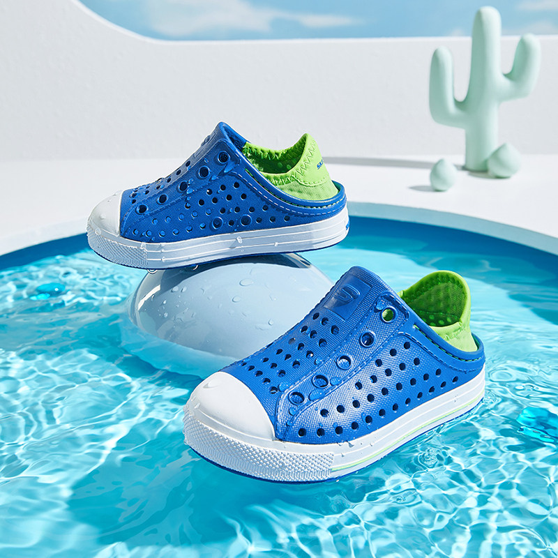 Skechers斯凯奇儿童一脚蹬洞洞休闲鞋男小童夏季沙滩凉拖鞋91995N