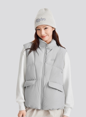 Skechers斯凯奇女子秋冬款梭织立领羽绒背心户外运动马甲L424W115