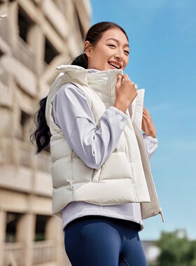 Skechers斯凯奇女士秋冬款防泼水保暖无袖运动羽绒背心P425W086