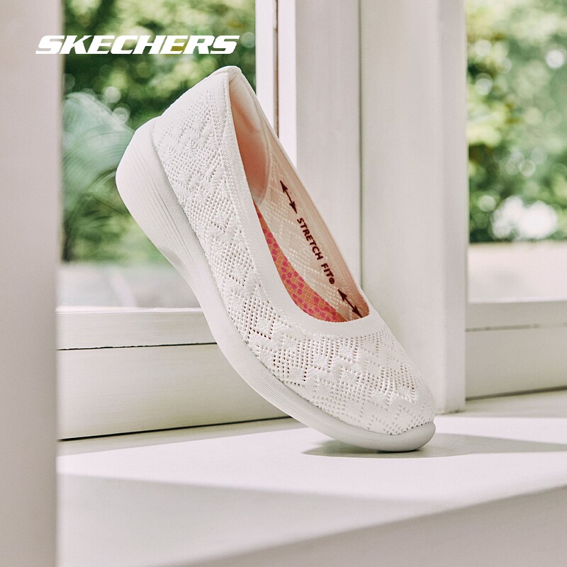 Skechers斯凯奇女鞋春夏款轻质大底休闲鞋蕾丝网布浅口单鞋158667