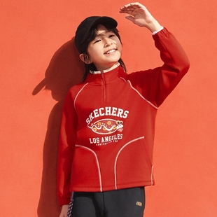 立领上衣L125B049 印花卫衣半开衫 Skechers斯凯奇新年新品 男童时尚