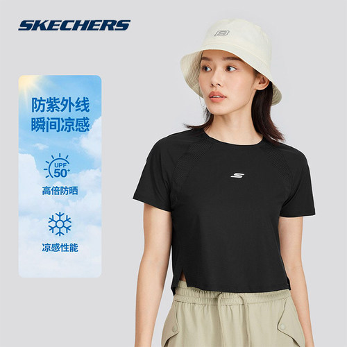 斯凯奇夏季女款修身T恤凉感透气