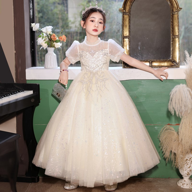 速发花童婚礼小孩礼服童轻奢小众高端儿童公主裙钢琴主持人演出服