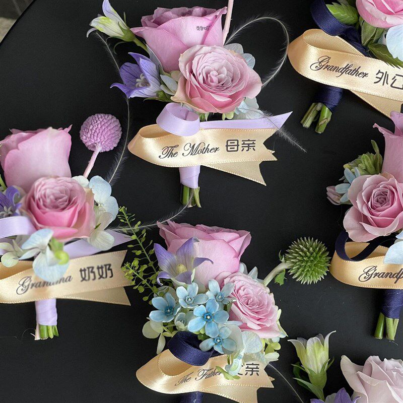 速发简约高级感小众玫瑰马蹄莲胸花腕花装饰仿真花成品假花结婚伴