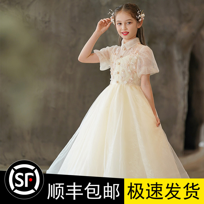 速发童晚礼服公主裙绝美花童婚纱小孩主持人儿童钢琴演奏演出服装