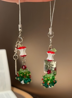 苹果圣诞树手机链条挂件百搭ccd相机包包挂饰ins风送闺蜜创意礼物