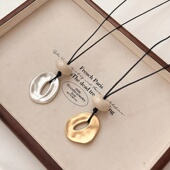 银色不规则吊坠长款 项链女2025新款 秋冬小众设计感毛衣链气质配饰