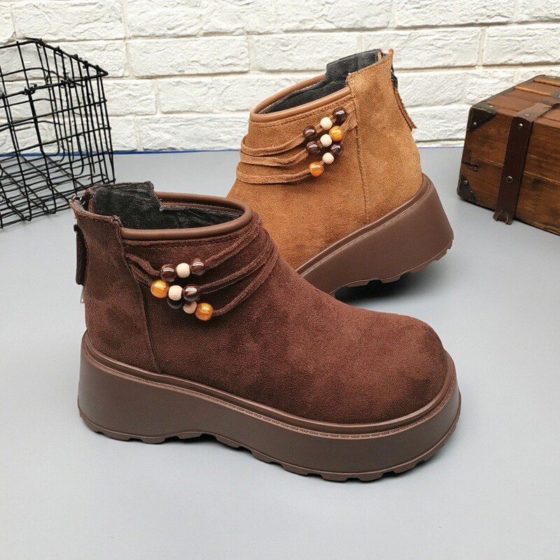 红蜻蜓雪地靴女厚底增高女博肯鞋