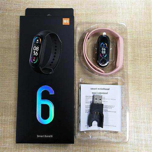 M6 스마트 팔찌 스포츠 단계 계산 컬러 화면은 음악 수신 전화 및 SMS 알림을 제어하여 개인 앨범 배경 화면을 변경합니다