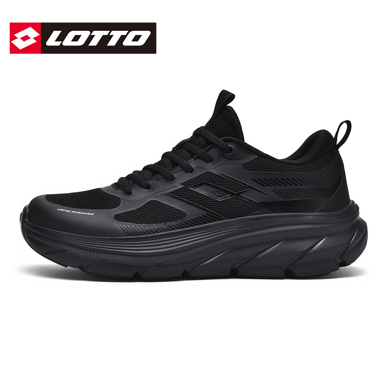 LOTTO乐途男鞋2026新款春夏黑色透气网面运动鞋轻便厚底减震跑鞋