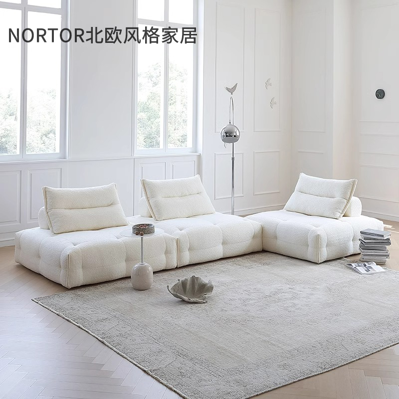 意式极简现代云朵布艺直排奶油风莱姆模块自由组合客厅沙发小户型