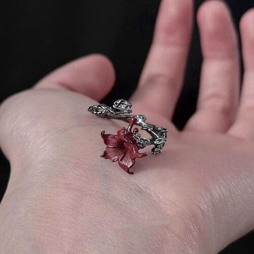 Vintage中古「曼陀罗」花朵戒指女ins清冷感开口可调节食指戒指环
