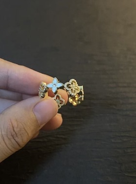 中古vintage幸运四叶草戒指轻奢高级感小众设计气质ins风宫廷复古