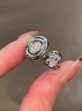 vintager中古银色钱币戒指小众设计轻奢高级感百搭气质食指戒指环