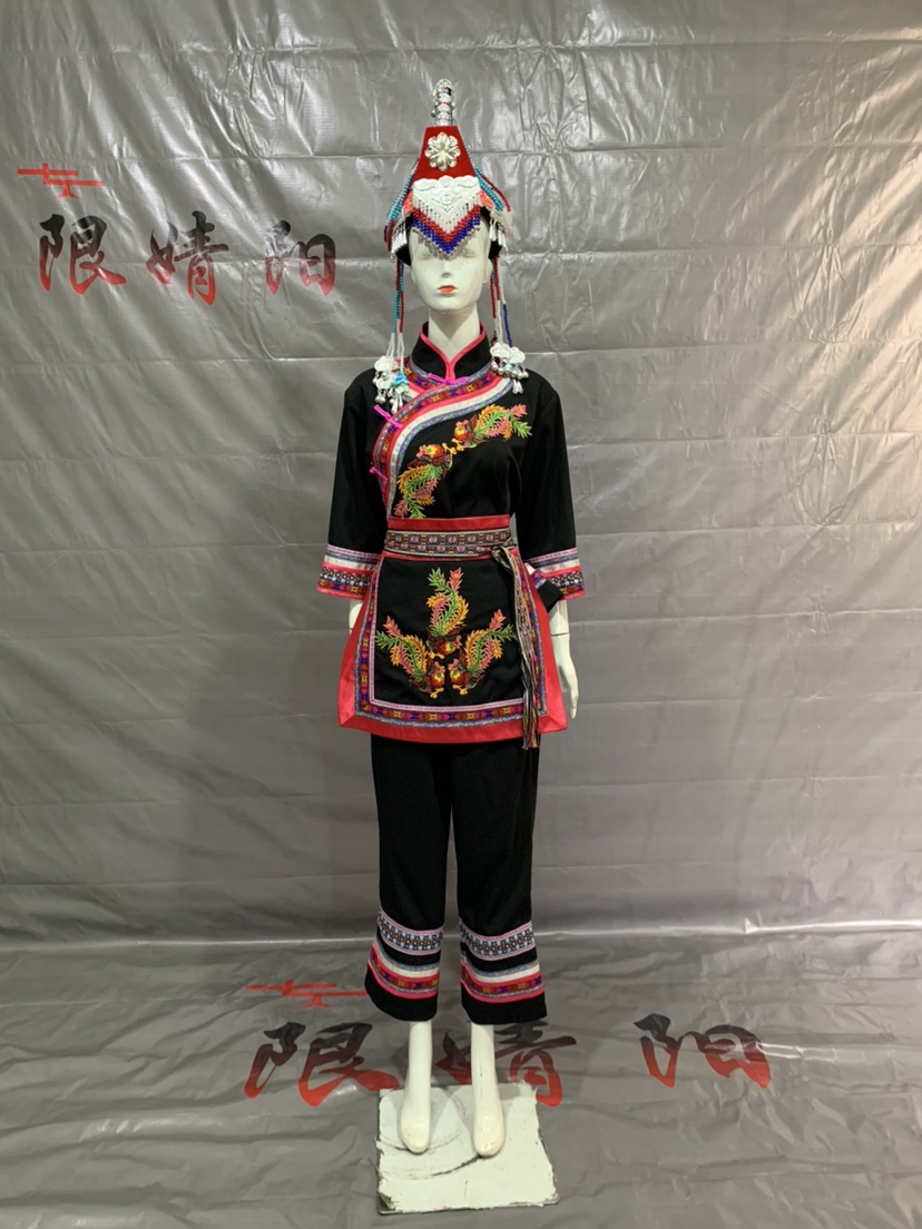 2023年畲族女装舞台表演服高档民族大码服饰短裙套装秋冬季节长款