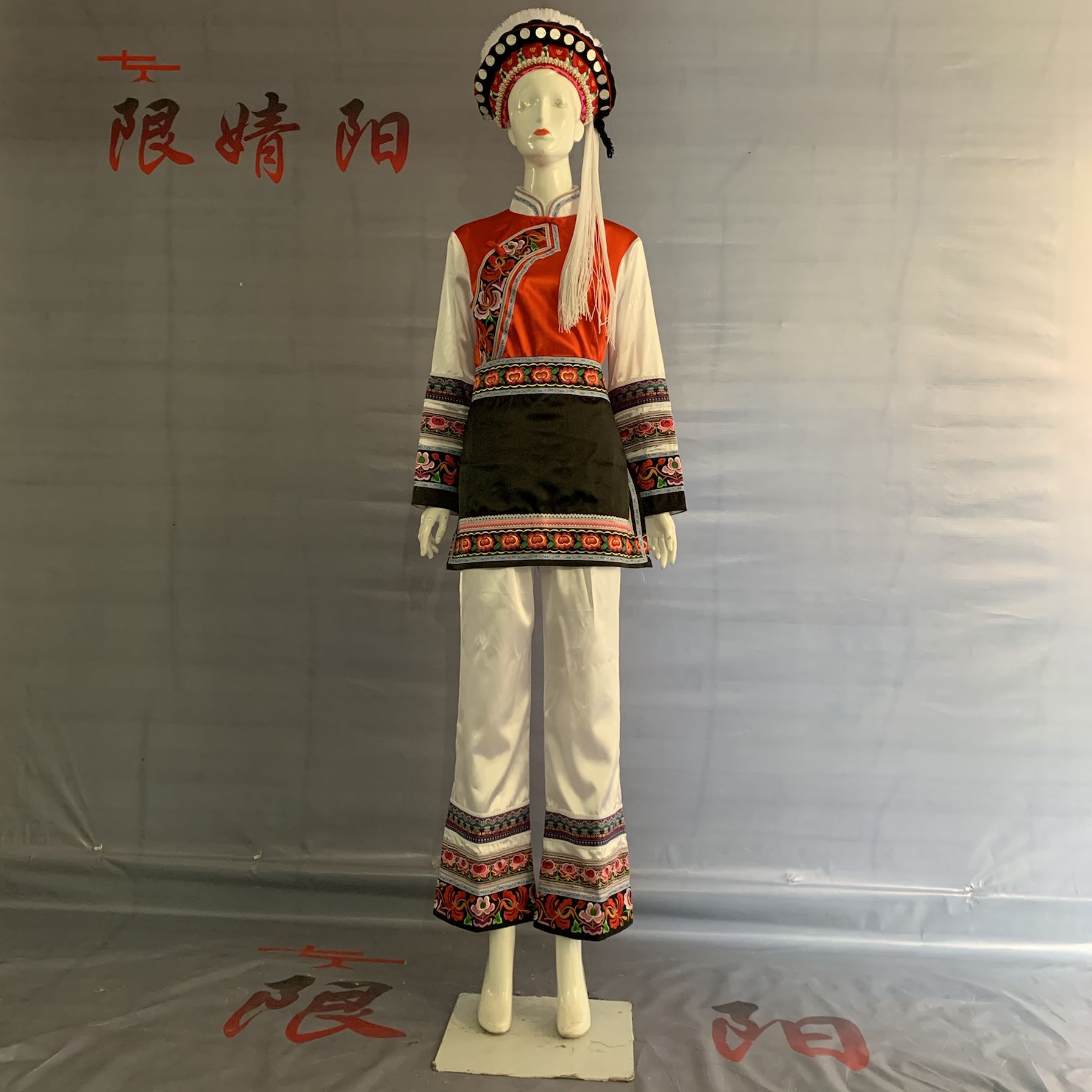 大理少数民族白族成人女装/舞蹈表演服饰/葫芦丝舞台演出服装玫红