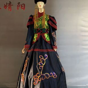 中国风冬季 新款 蒙古服装 女现代舞蹈演出服民族风大摆长裙女生活装