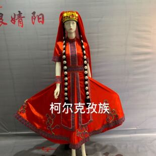 鑫佳服饰柯尔克孜族红色新款喜庆舞台展示女服装2021年民族服装款