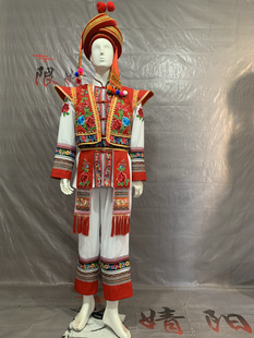 白族男装新款白族服装成人长裙演出服刺绣56个少数民族传统服饰黑