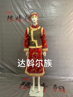 达斡尔族传统服装出租56个少数民族服饰红色长款民族走秀表演出服