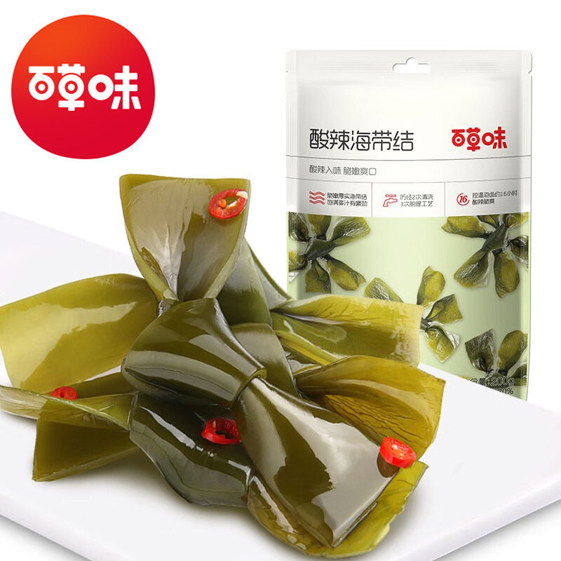 百草味海带结200g箱规45包装即食