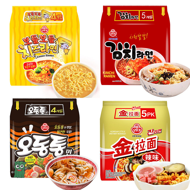 韩国不倒翁芝士方便面111g*4袋海鲜拉面面饼方便速食香辣泡面拌面