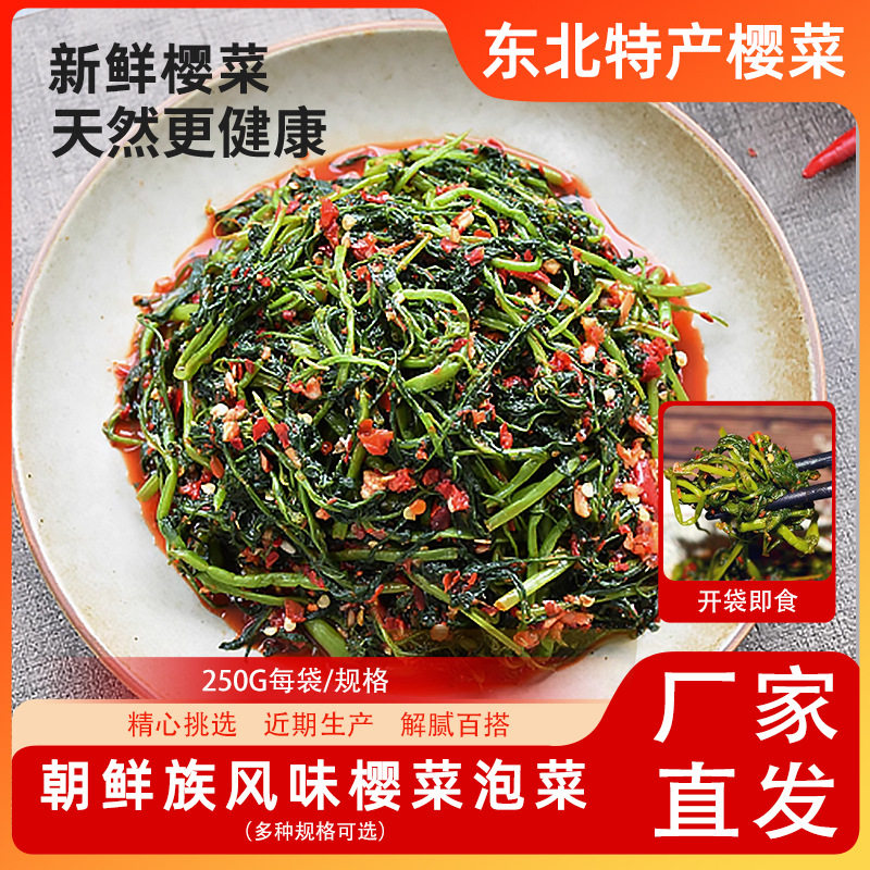 东北延边朝鲜族拌樱菜腌制手工