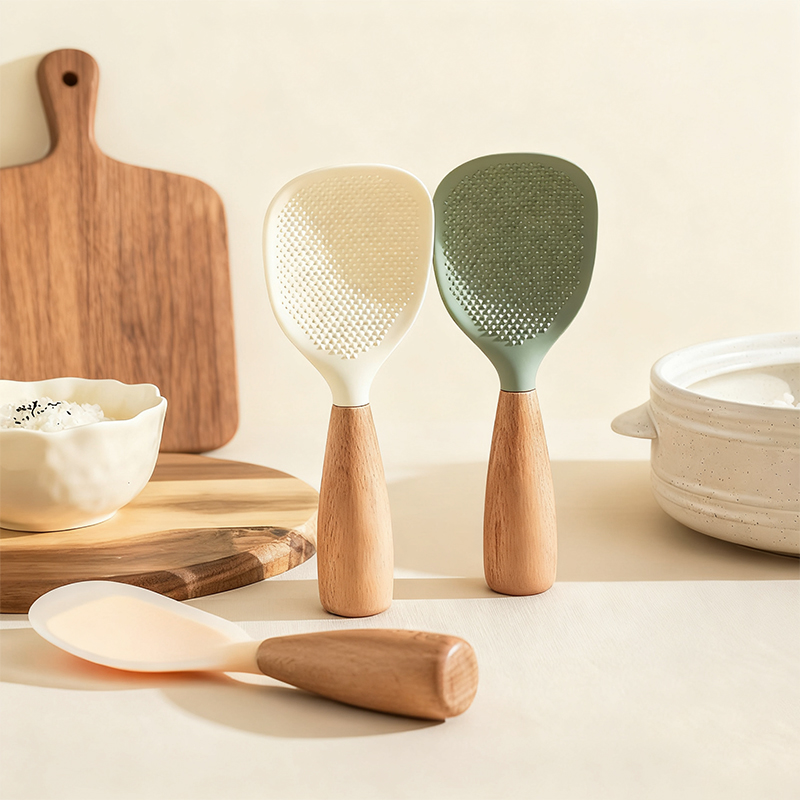 日式米饭勺家用耐高温盛饭勺子硅胶打饭勺电饭煲可立式不沾饭勺