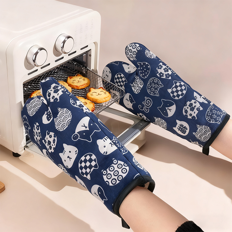 招财猫防烫手套烤箱烘焙微波炉珐琅锅铸铁锅防热耐高温隔热手套