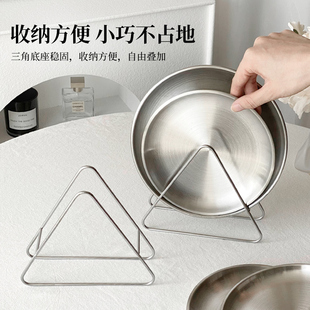 韩式不锈钢吐骨碟家用吐骨头碟子套装食品级圆盘蘸料碟甜品托盘