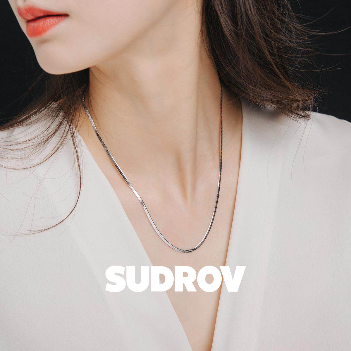 素觉925银百搭简约时尚锁骨链女基本款项链复古裸链素链扁平链