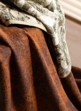 云谷盖毯 Refresh芮夫羊毛柔软红棕圣诞静奢老钱风中古午睡沙发毯