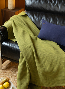 春树盖毯 Refresh芮夫 全棉色织提花水洗纯棉绿色午睡毯沙发毯