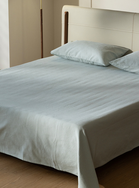 树荫凉席 Refresh芮夫 绿色格纹全棉凉感床单不粘身机洗折叠软席