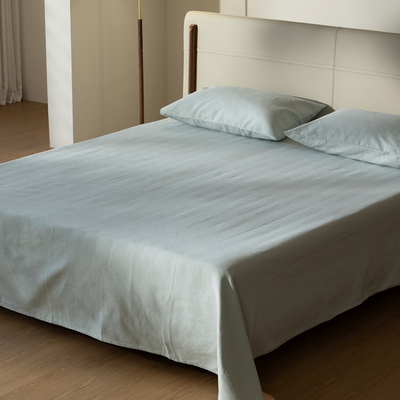 树荫凉席 Refresh芮夫 绿色格纹全棉凉感床单不粘身机洗折叠软席