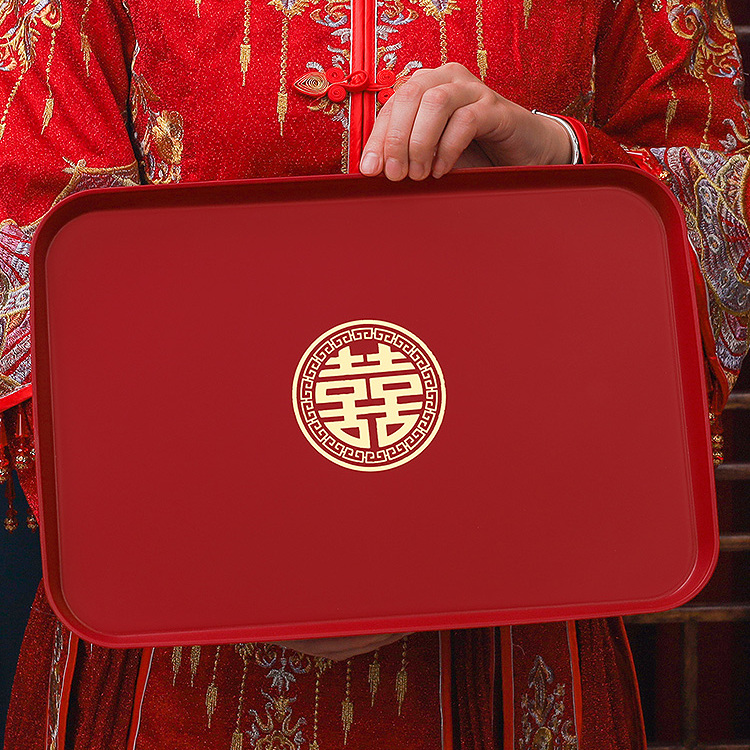 婚庆茶盘沥水盘结婚红色托盘