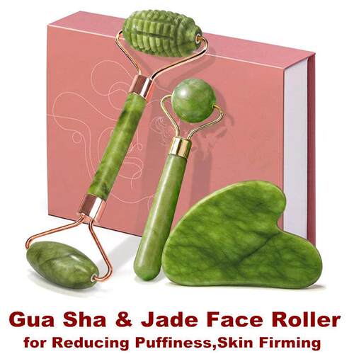 Gua Sha & Jade Face Roller Guasha Tool Reducing Puffiness